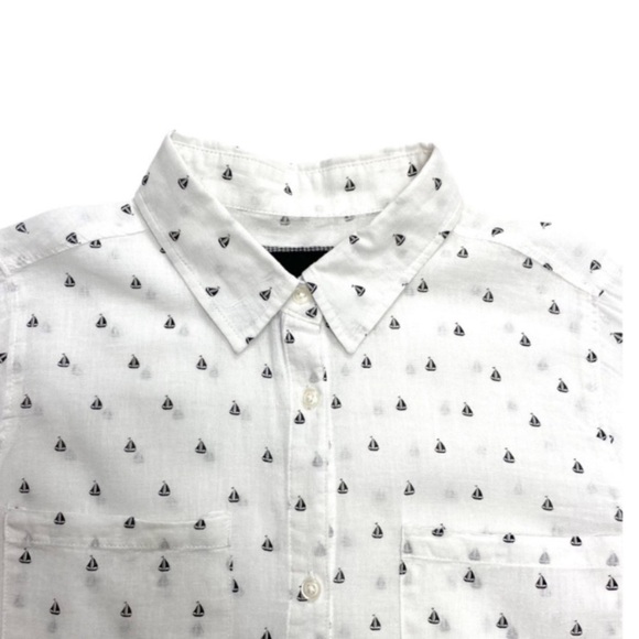 RAILS Charli Mini Sailboat Nautical Linen Blend Button Down Shirt White Size XS - Picture 4 of 8